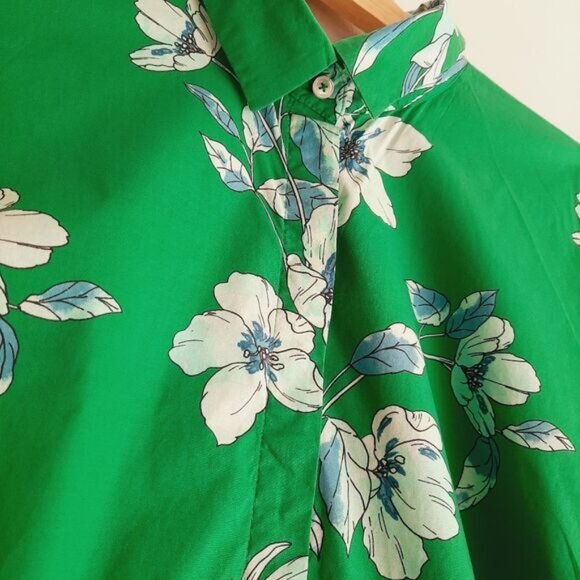 BRAX Feel Good Large Floral Button Down Shirt Green Sz XL | Eur 46 - Picture 5 of 11